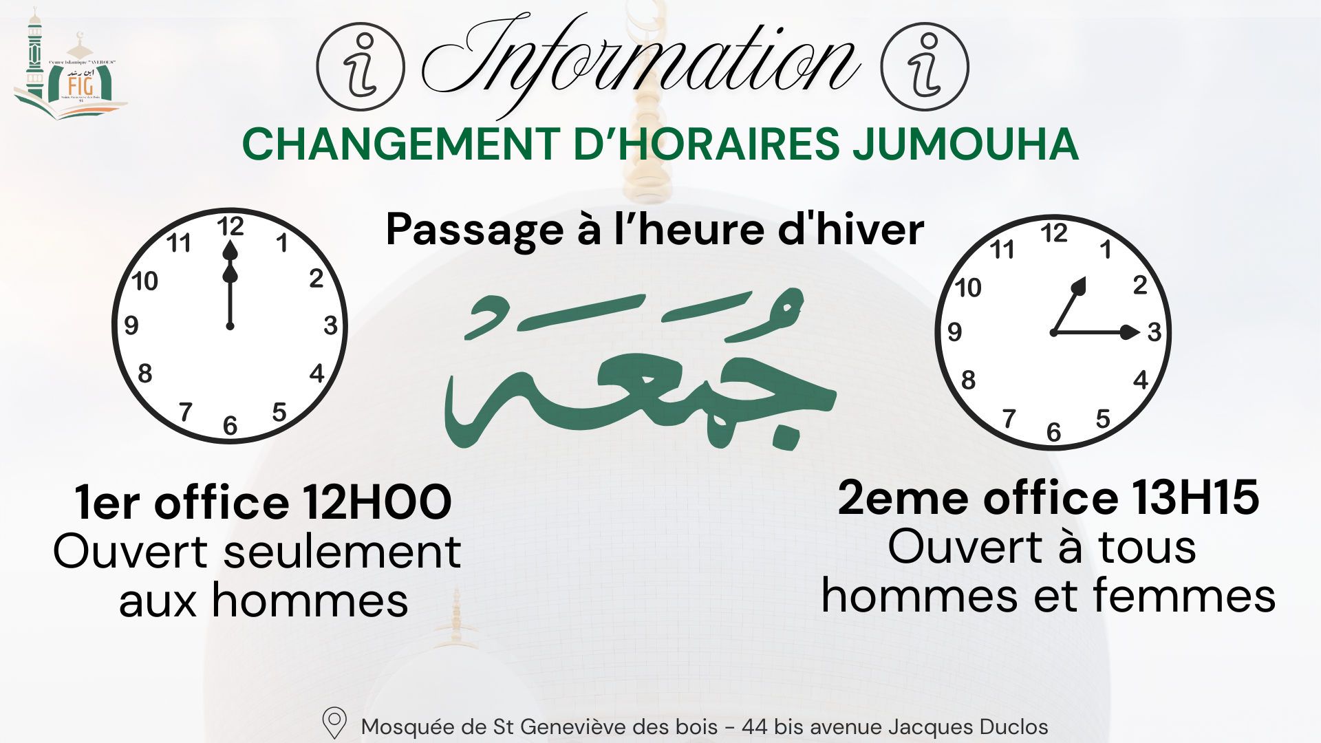 Passage à l'heure d'hiver