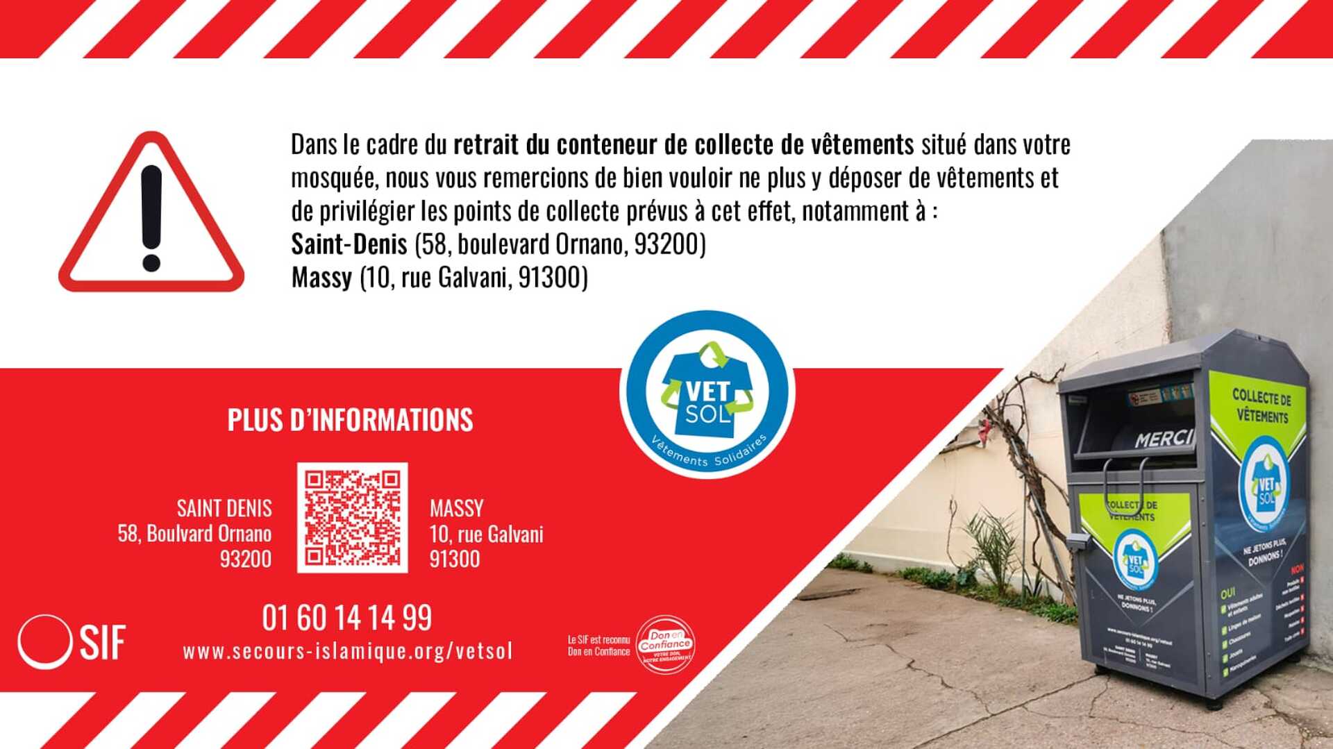 Informations conteneur vêtements