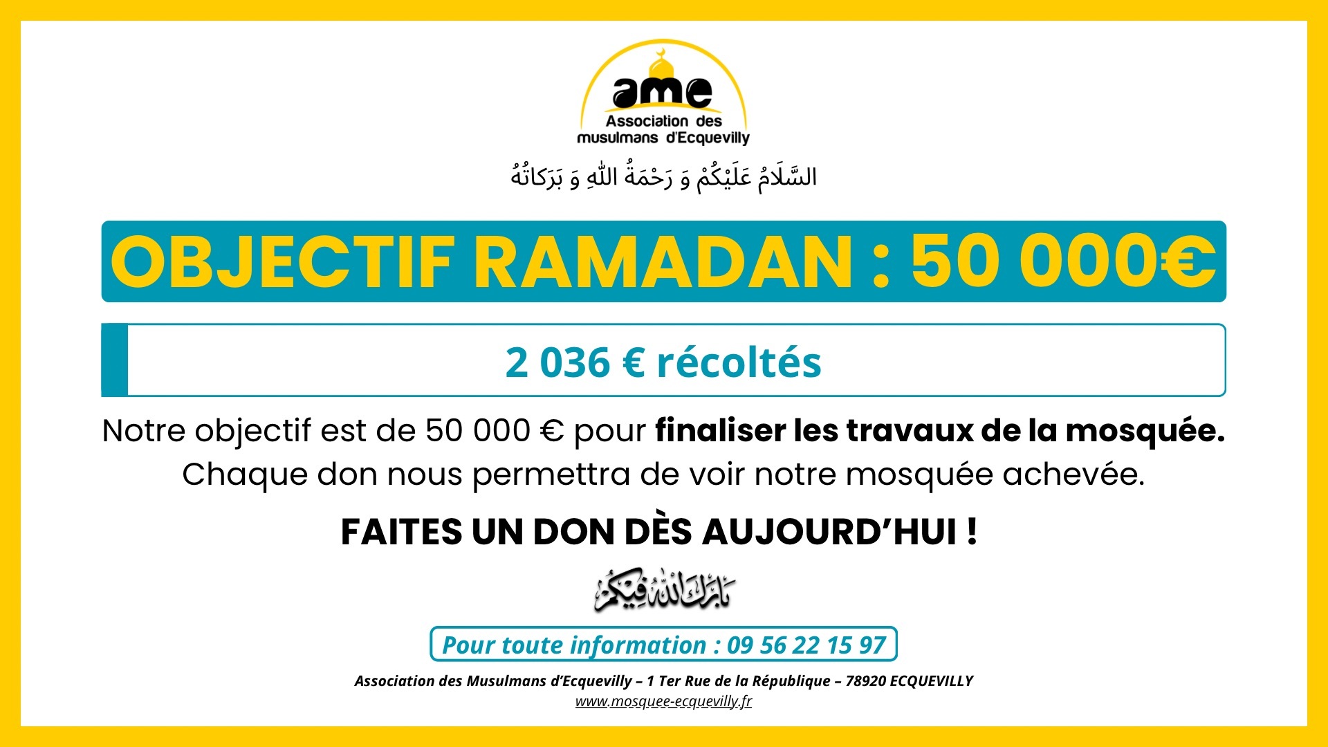 Ramadan 2026 : Objectif 50 000 €