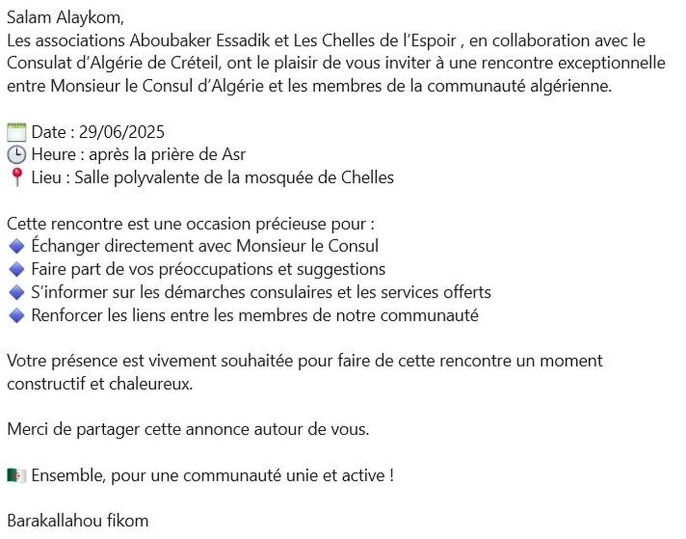 Rencontre consul d’Algerie