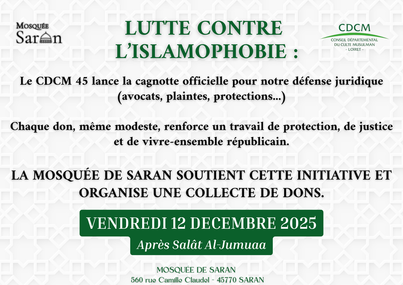 Récolte de dons - Jumuaa 12/12