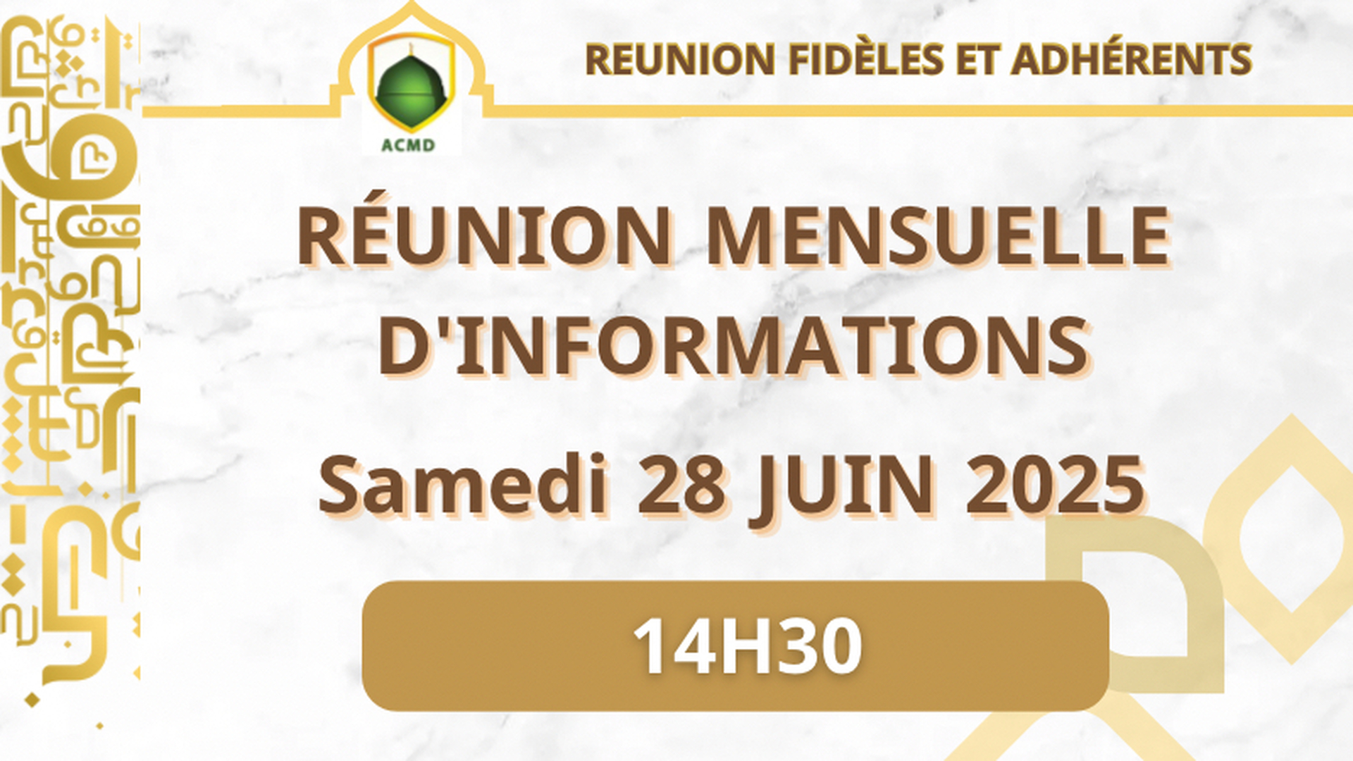 RÉUNION MENSUELLE FIDÈLES / ADHÉRENTS