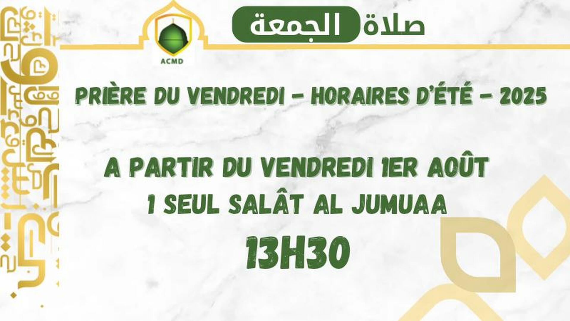 Salat al Jumuaa - Horaires d'été