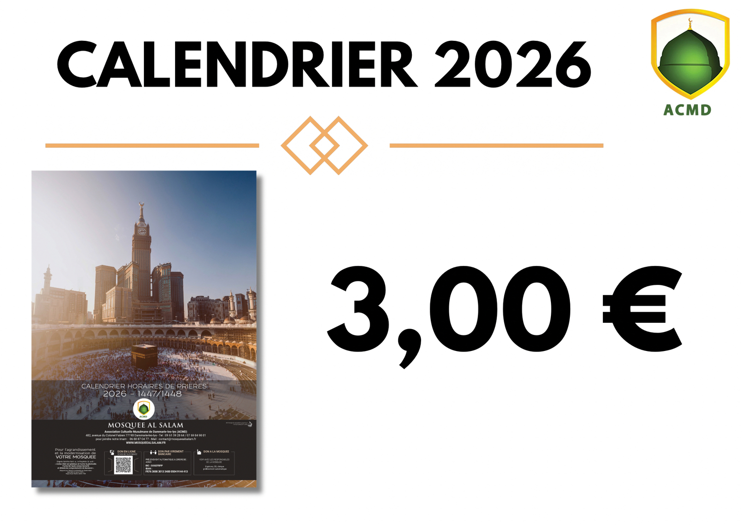 TARIF CALENDRIER 2026