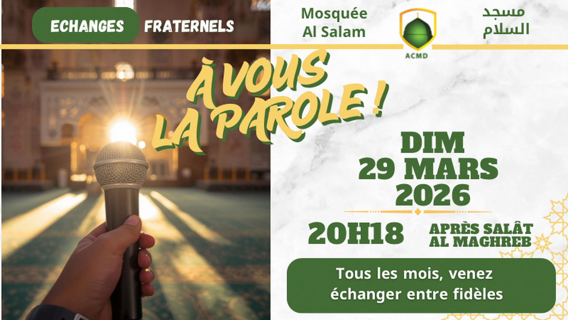 ÉCHANGE FRATERNEL DU MOIS DE MARS