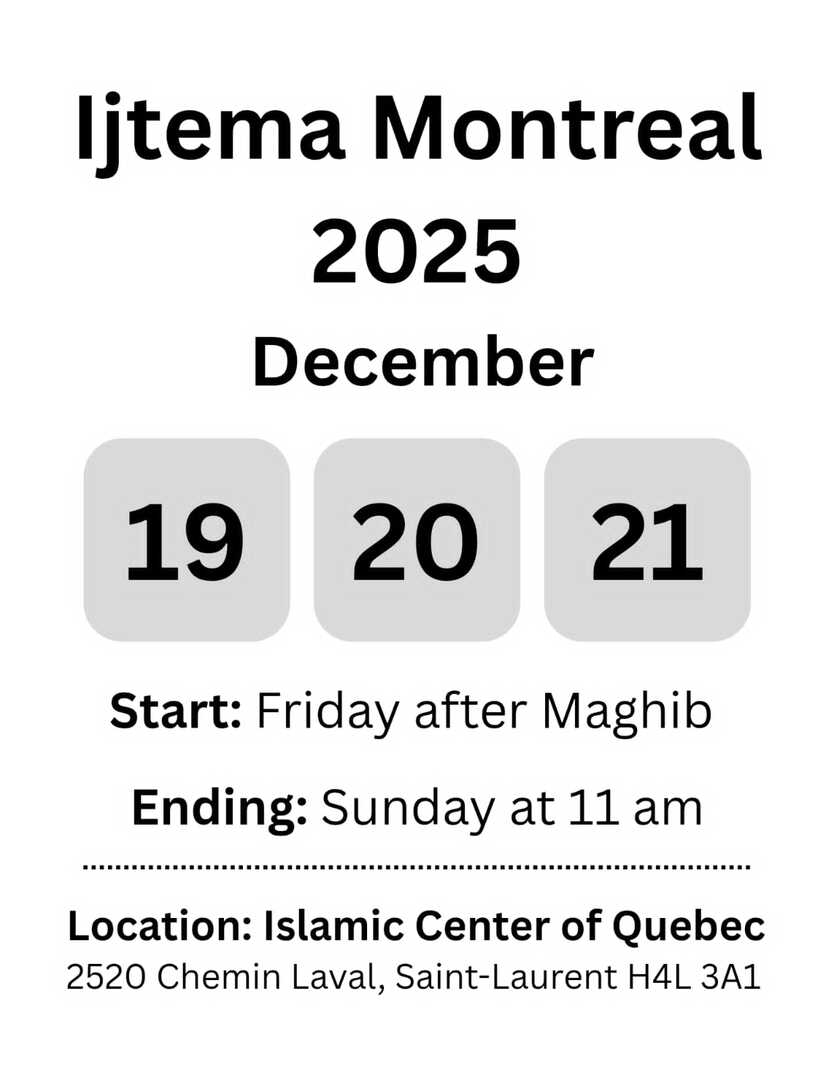 Ijtema Montréal 19 20 21 December