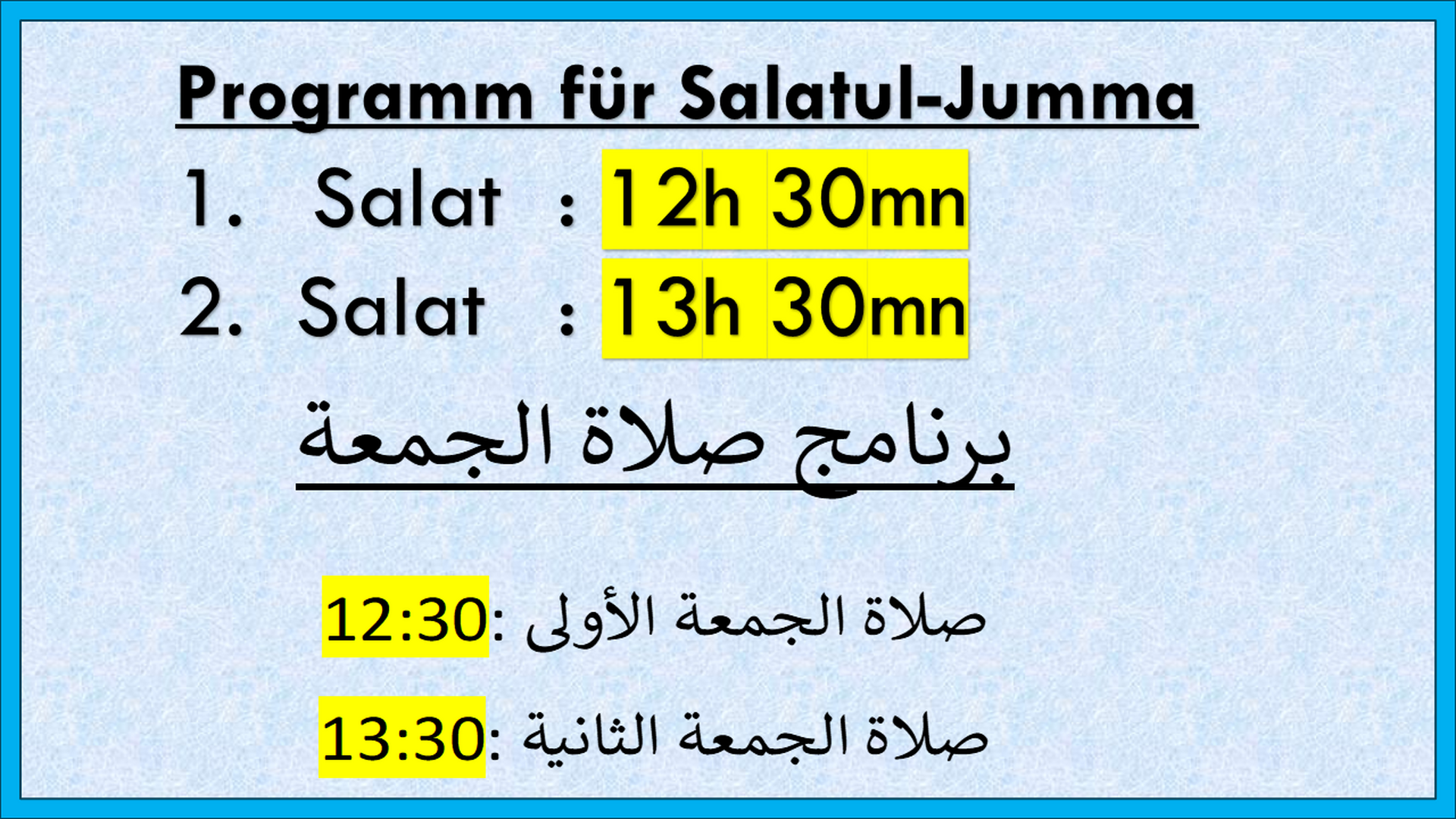 Jumma Gebetszeiten