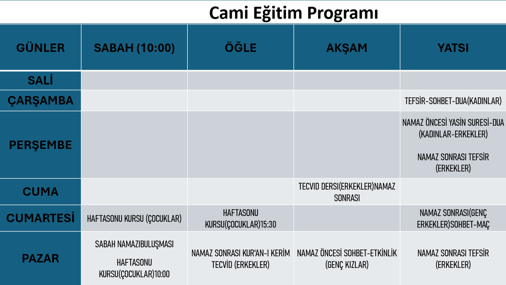 Cami Eğitim Programı