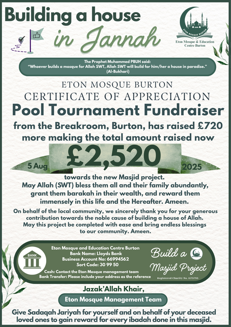 Eton New Masjid Project Donations