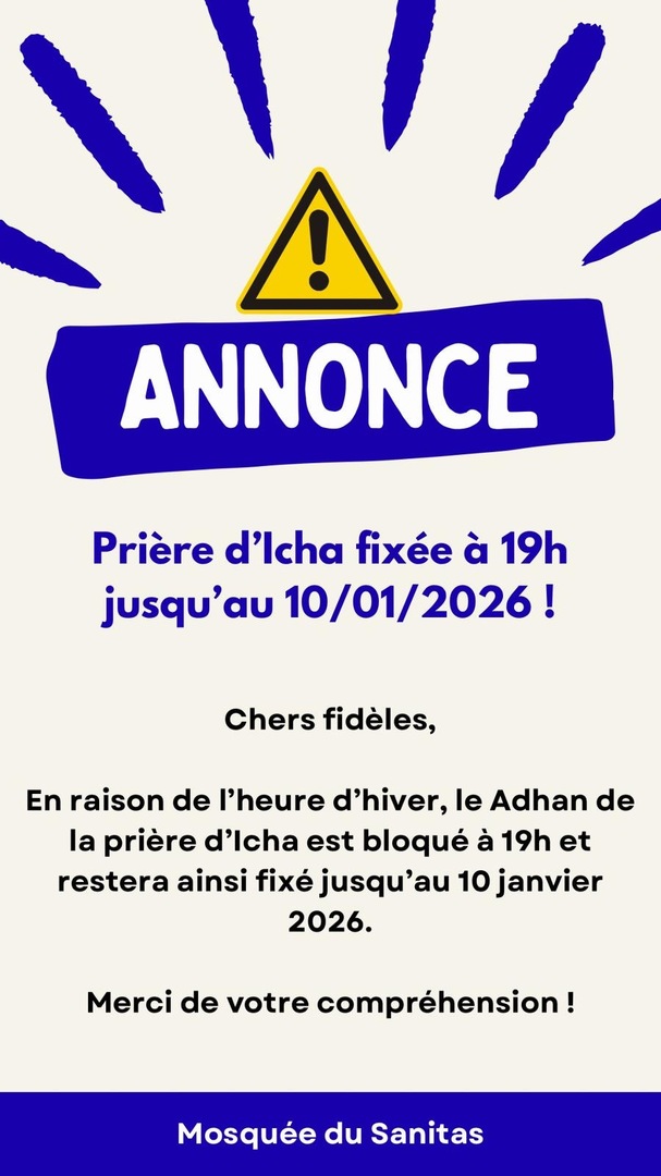 Fixation de la prière isha.