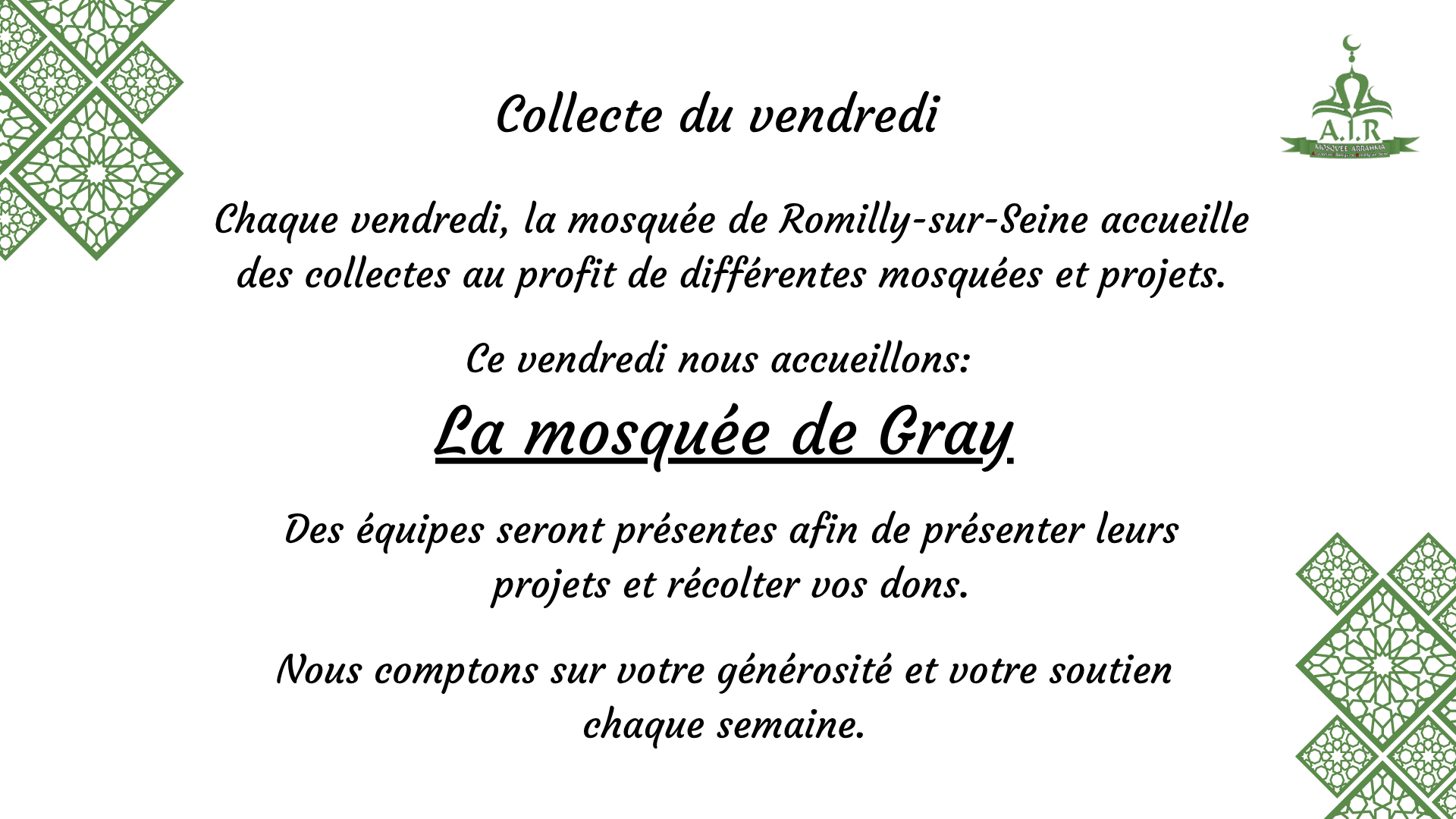 Collecte du vendredi