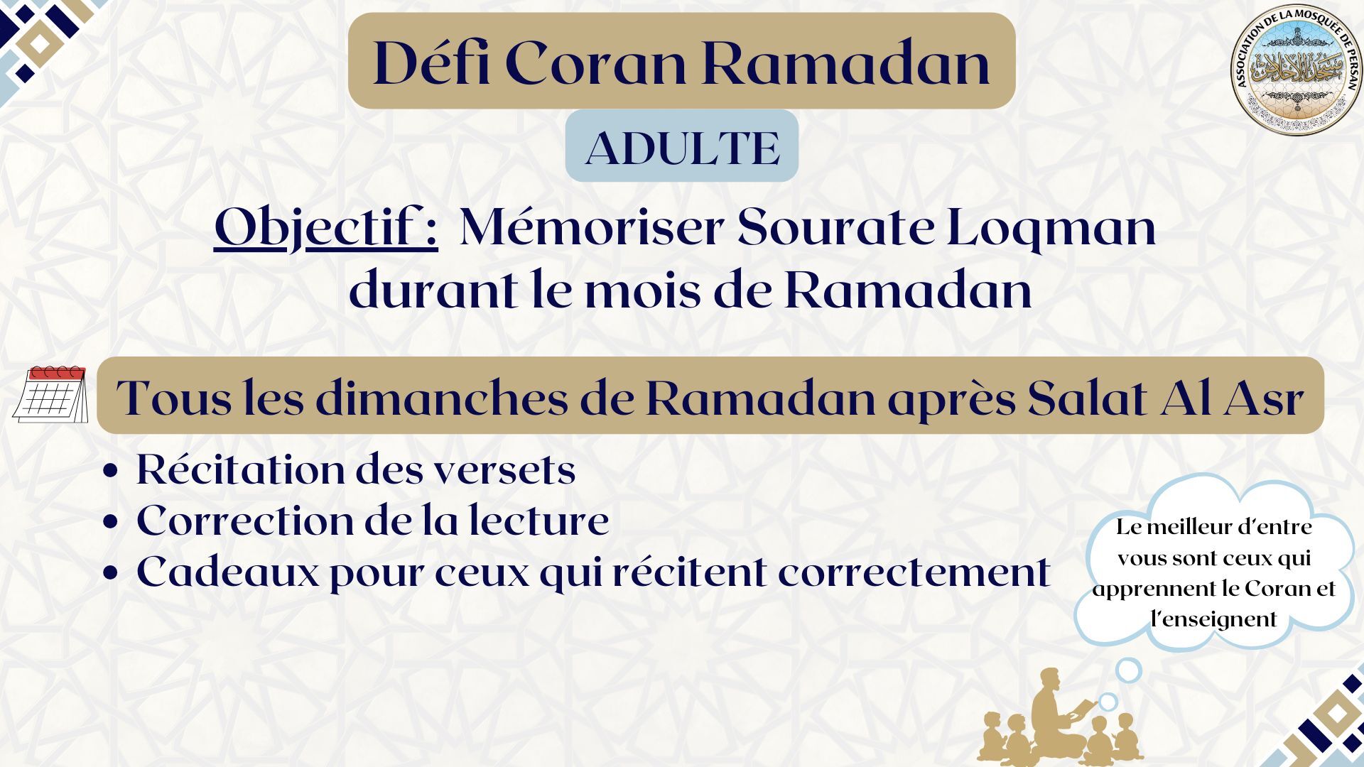 Défi Coran Ramadan (adulte)