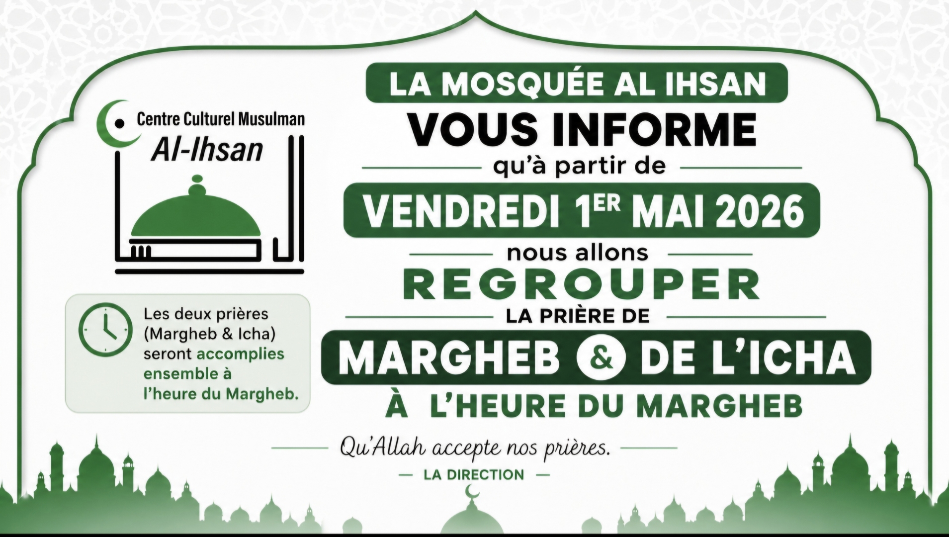 Regroupement des Prières Margeb & icha