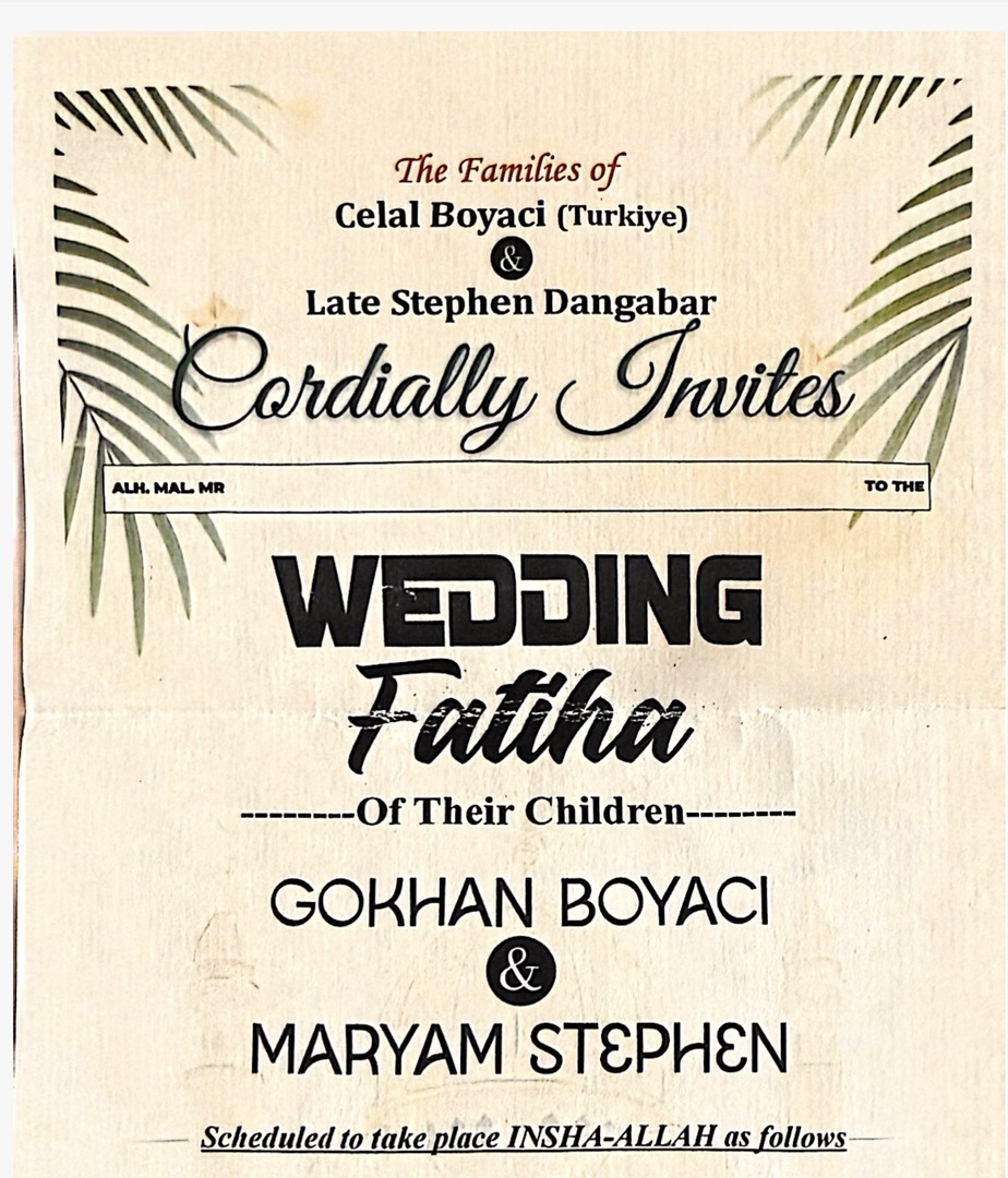 WEDDING FATIHA ON 28/12/2025 AT 11:30AM