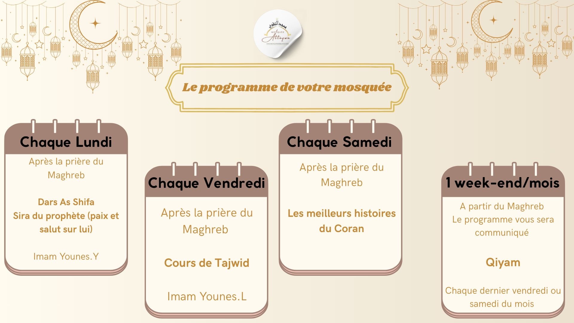 Programme annuel de votre mosquée