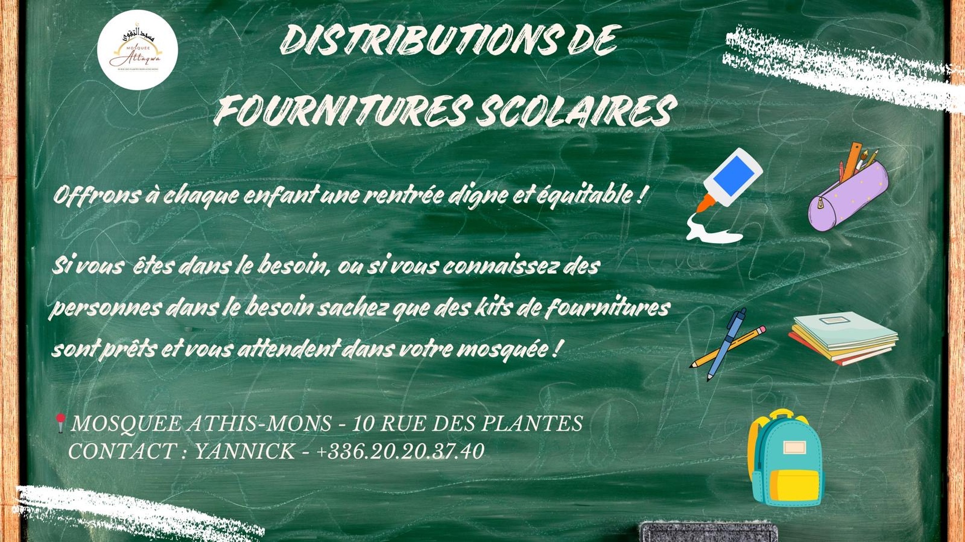 Distribution de fournitures scolaires
