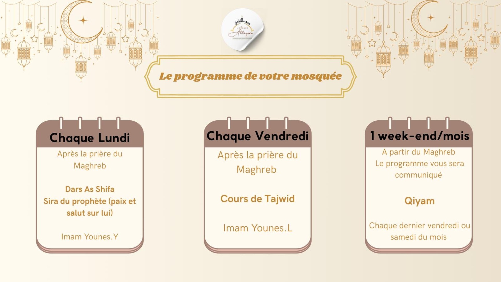 Programme de votre mosquée