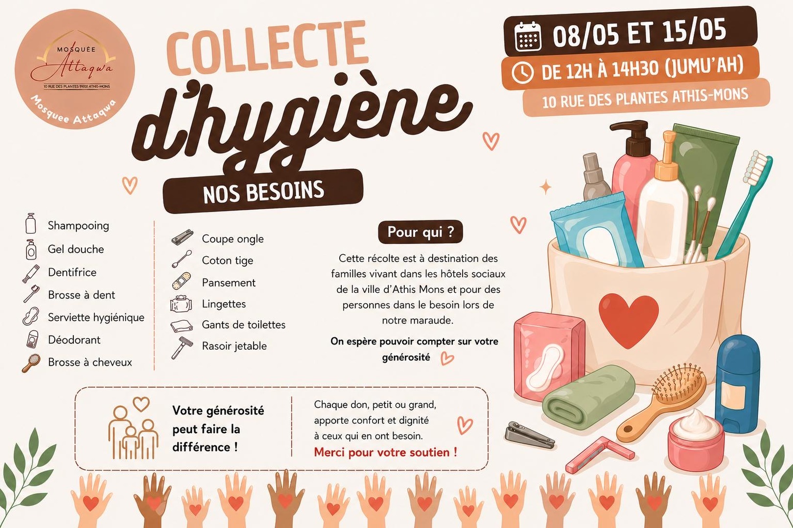 Collecte de produits d’hygiène
