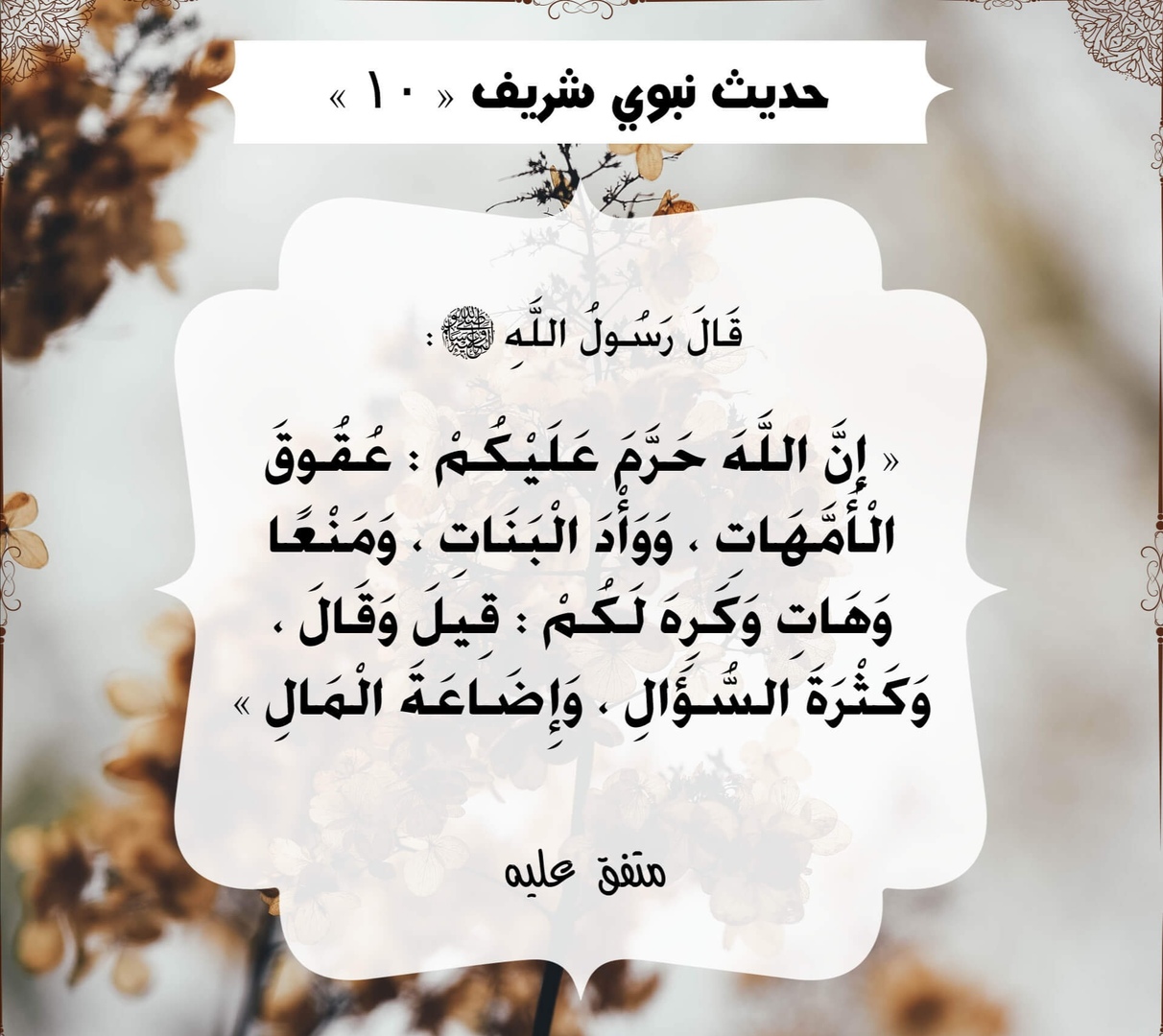 أحاديث الرسول صلى الله عليه وسلم