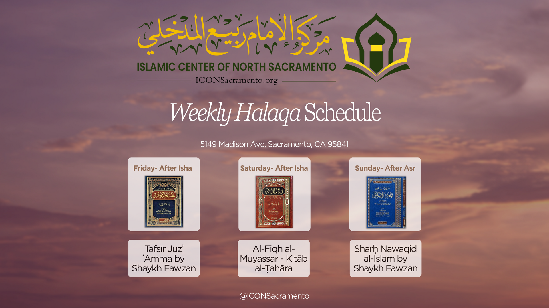 Weekly Halaqa Schedule (M)