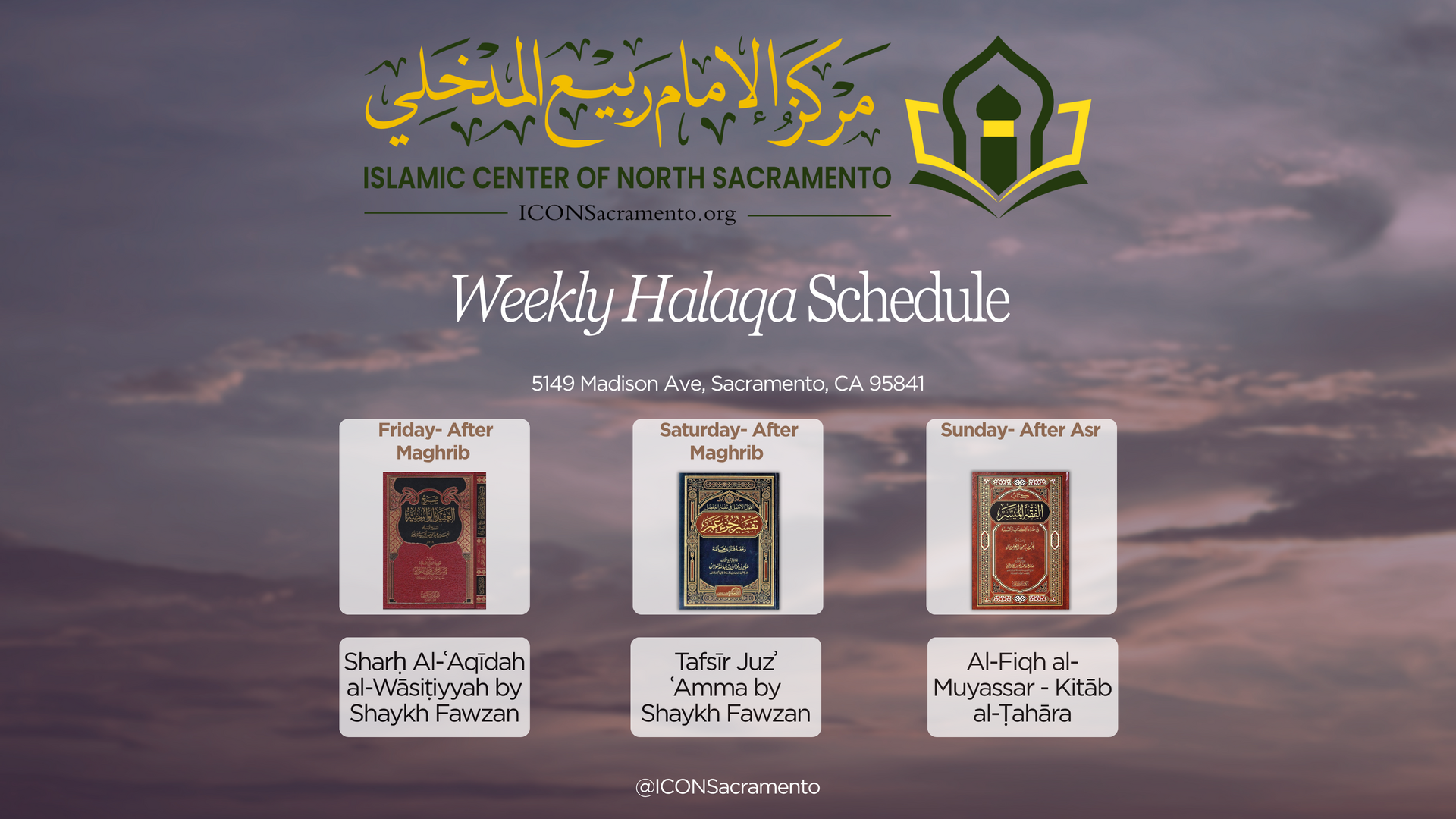 Weekly Halaqa Schedule (M)