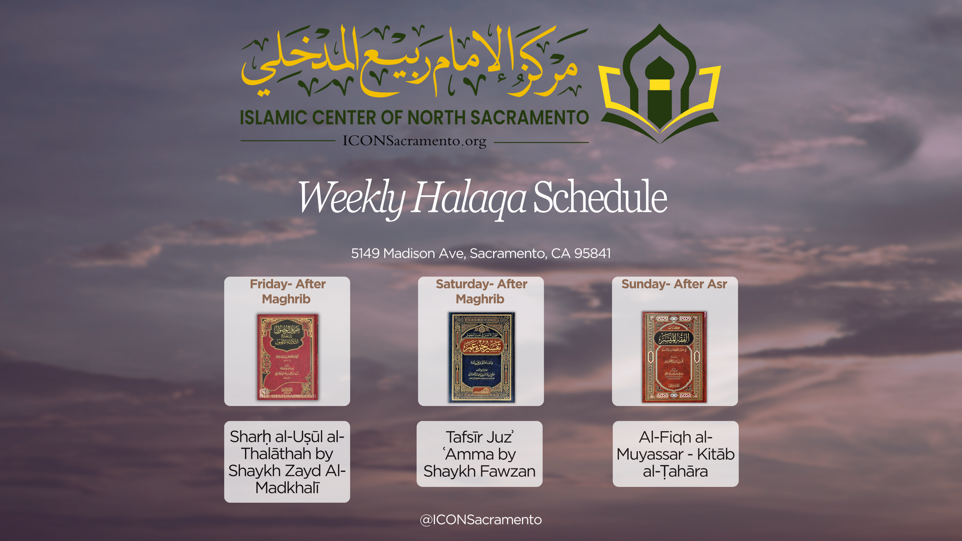 Weekly Halaqa Schedule (M)