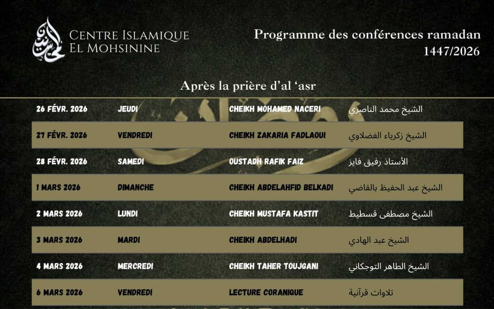 Planning des conférences