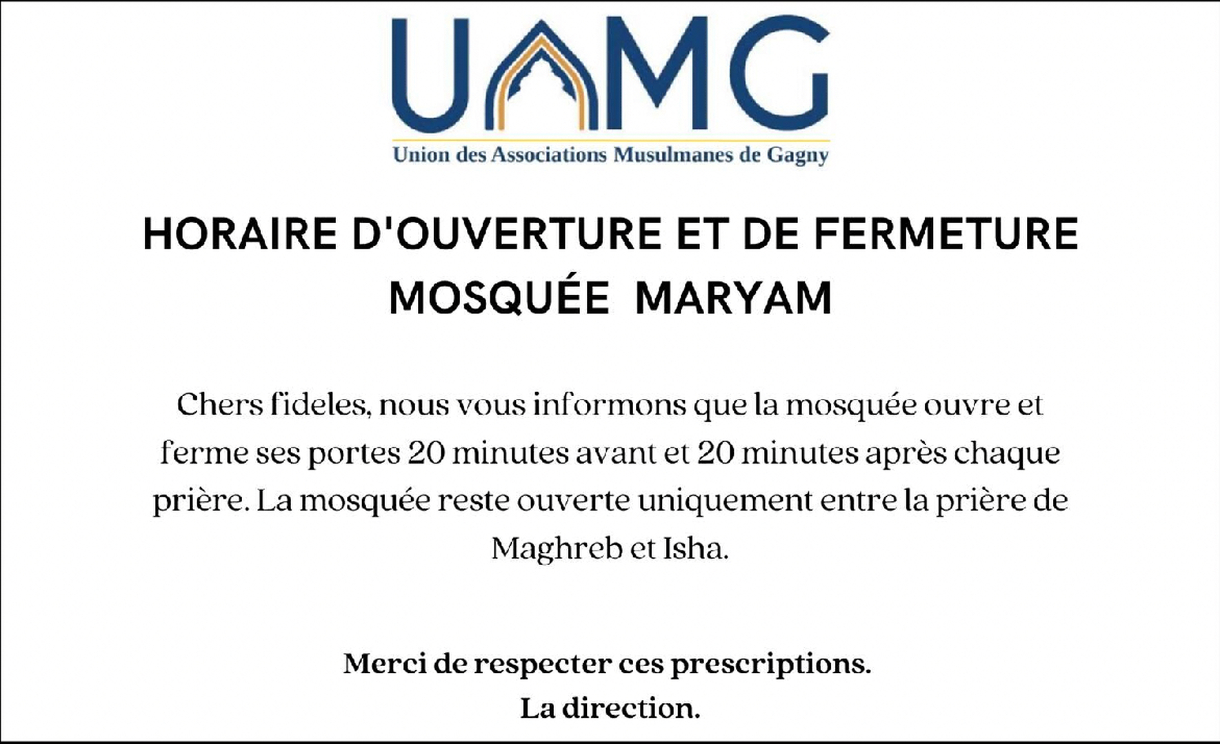 HORAIRE D’OUVERTURE FERMETURE