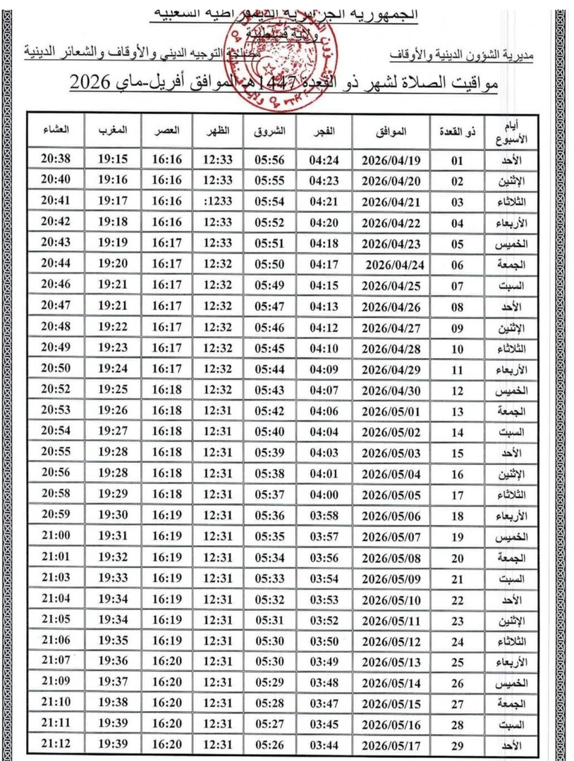 مواقيت الصلاة