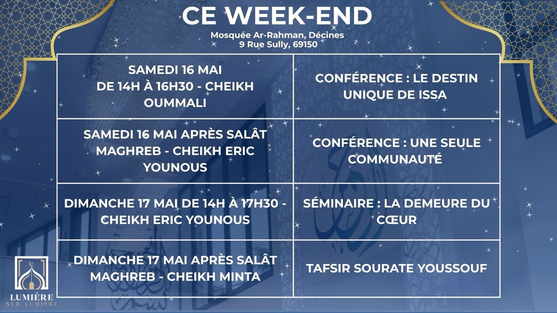 Les conférences du week-end