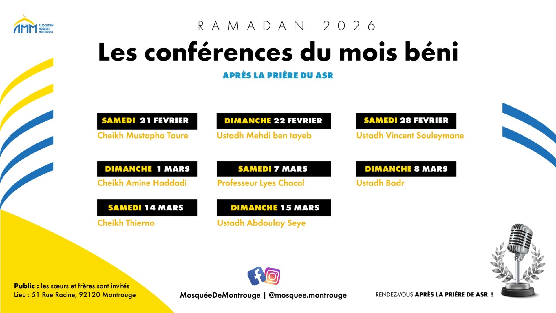 Les conférences du Ramadan 2026