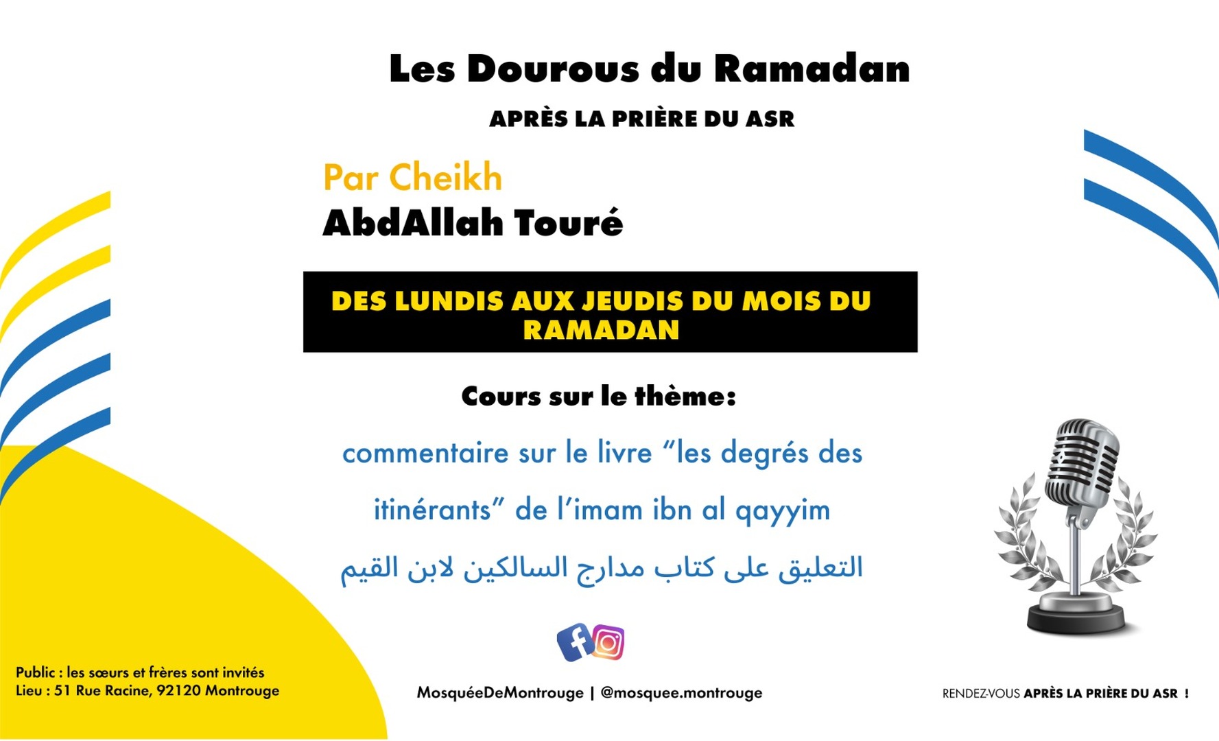 Les dourouss du Ramadan 2026