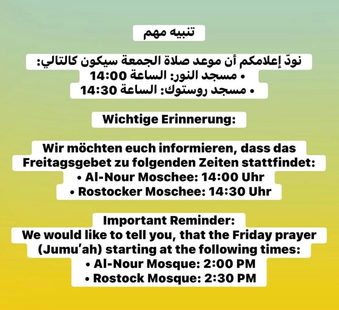 Freitagsgebet-موعد صلاة الجمعة