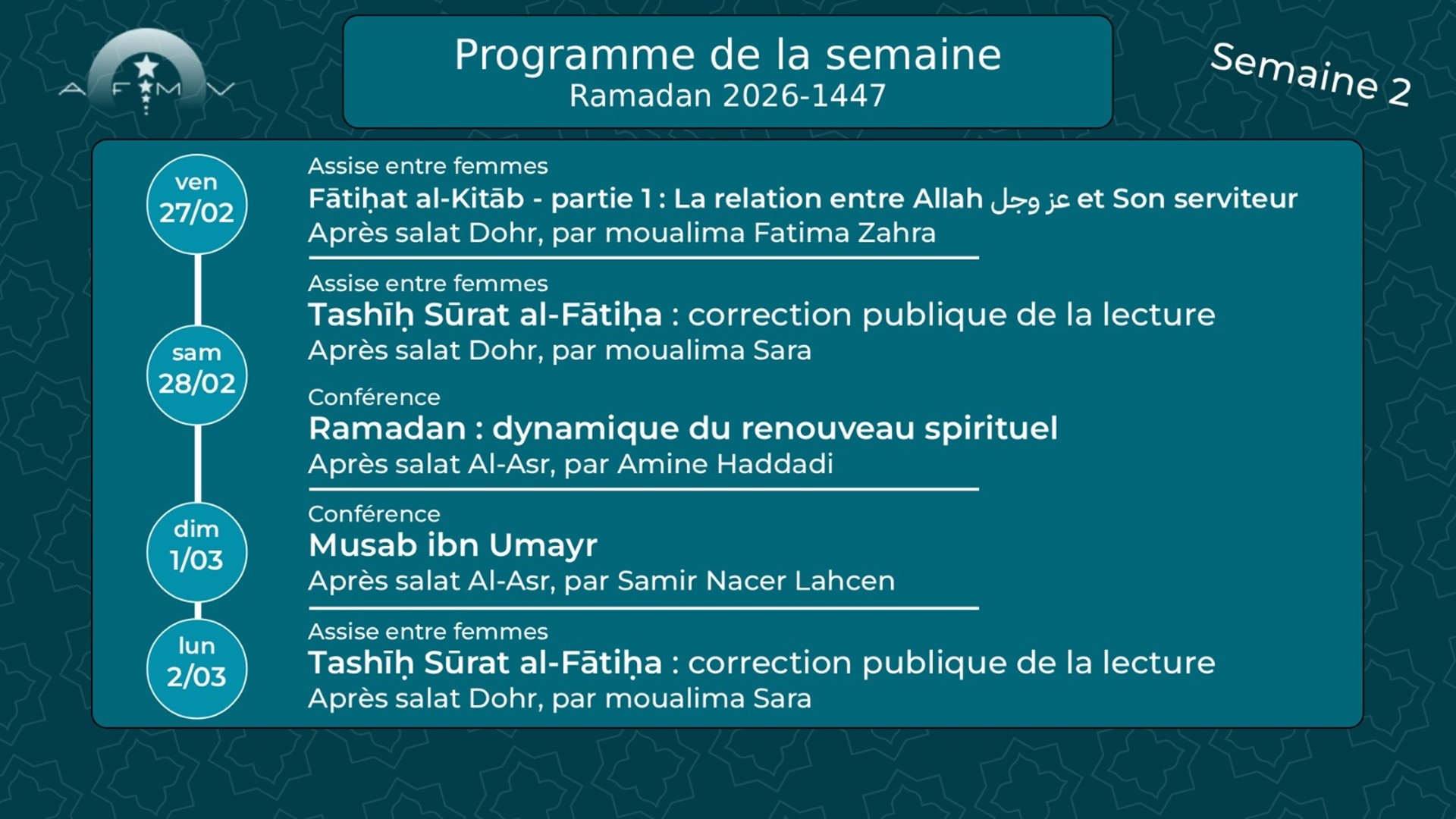 Conférences Ramadan semaine2
