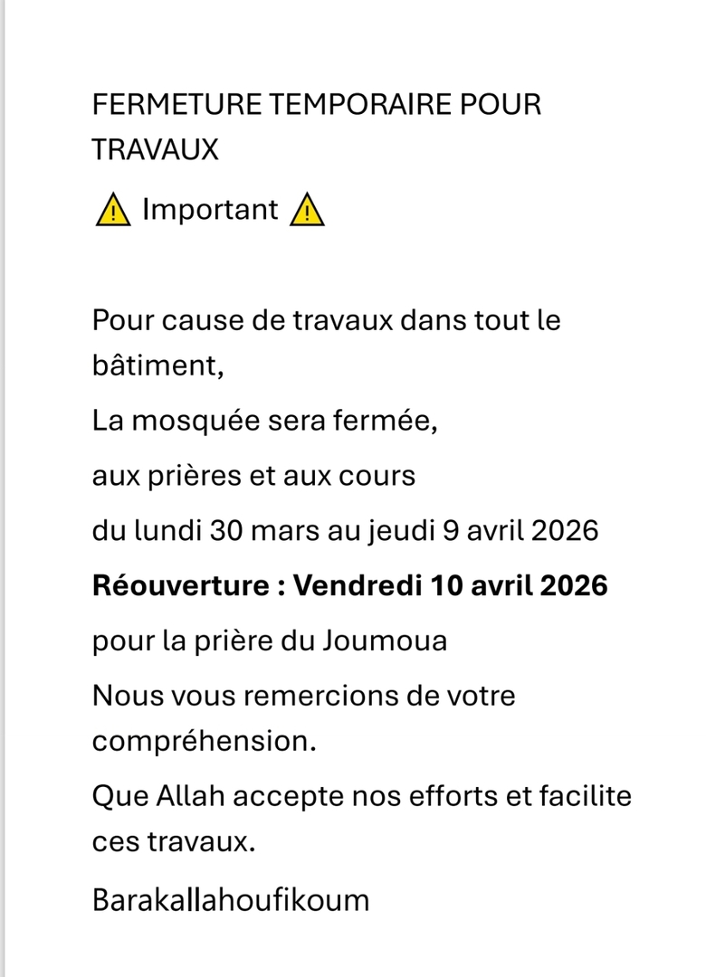 Fermeture temporaire pour travaux