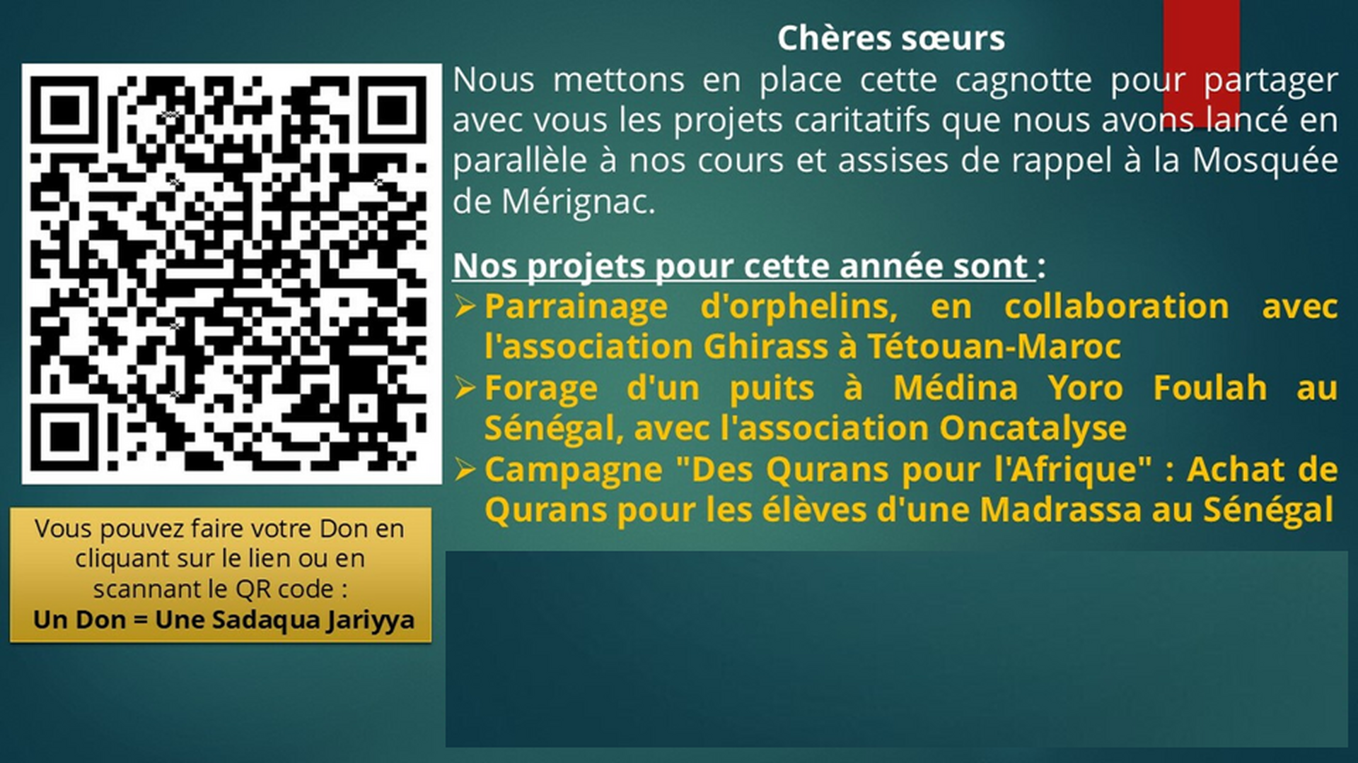 Un Don : Une Sadaqua Jariyya