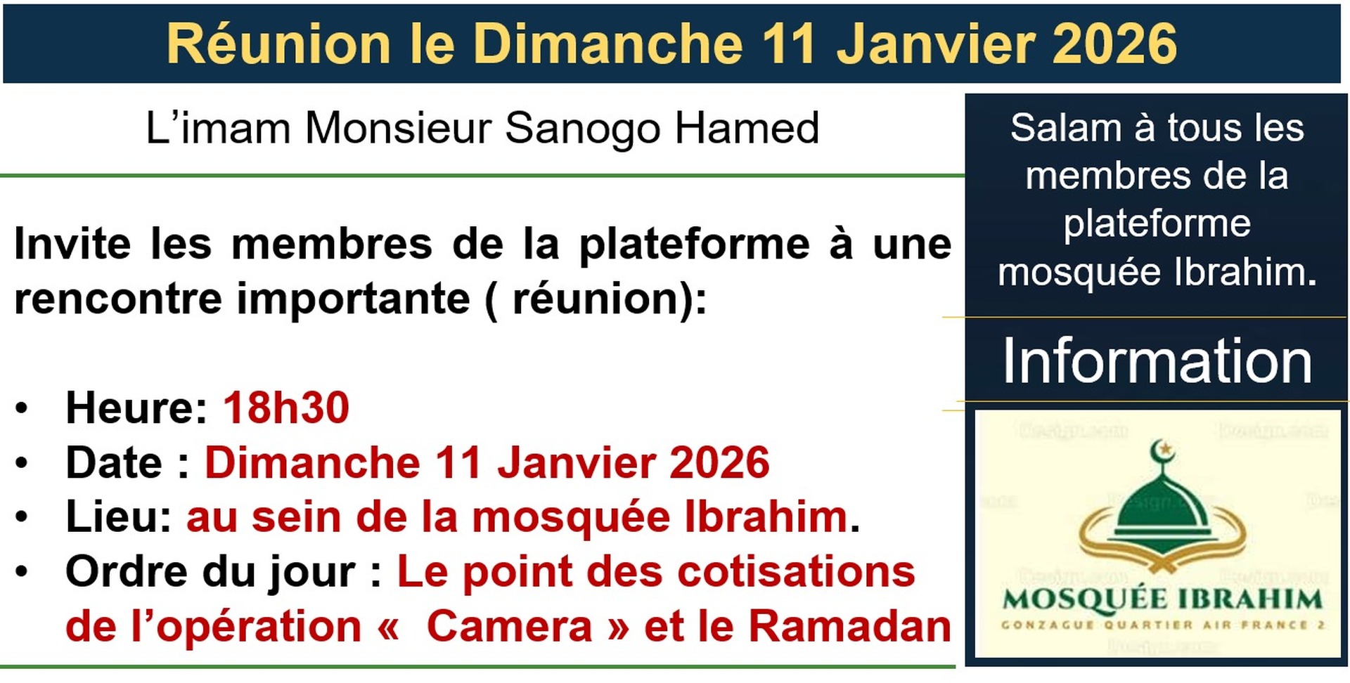 Reunion-point des cotisation