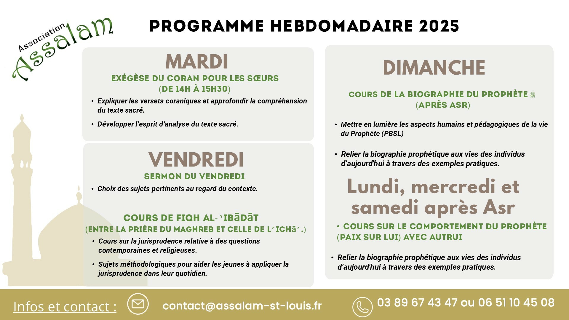PROGRAMME HEBDOMADAIRE2025