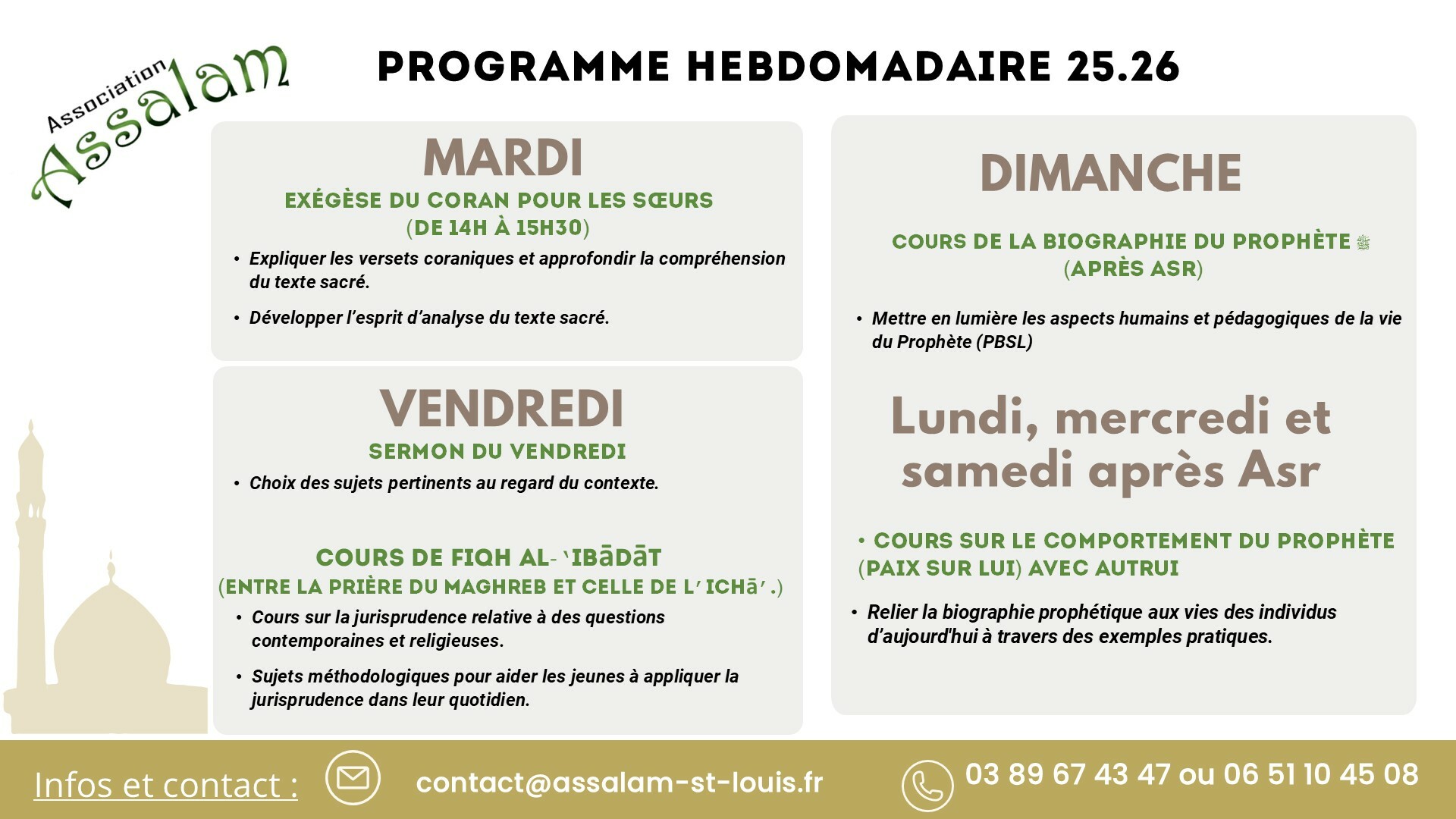 PROGRAMME HEBDOMADAIRE 25.26
