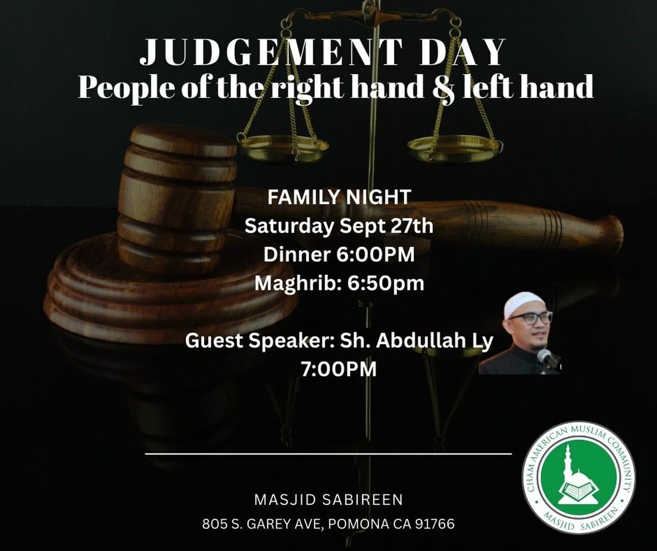 Family Night w/ Sh. Abdullah  Sat Sep 27