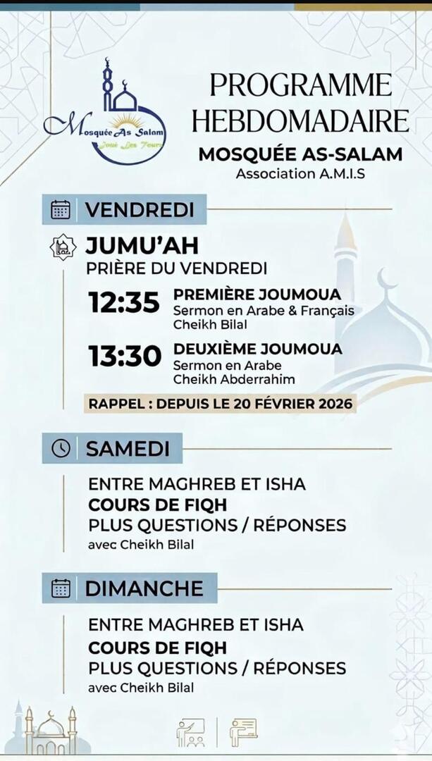 Programme de la mosquée 