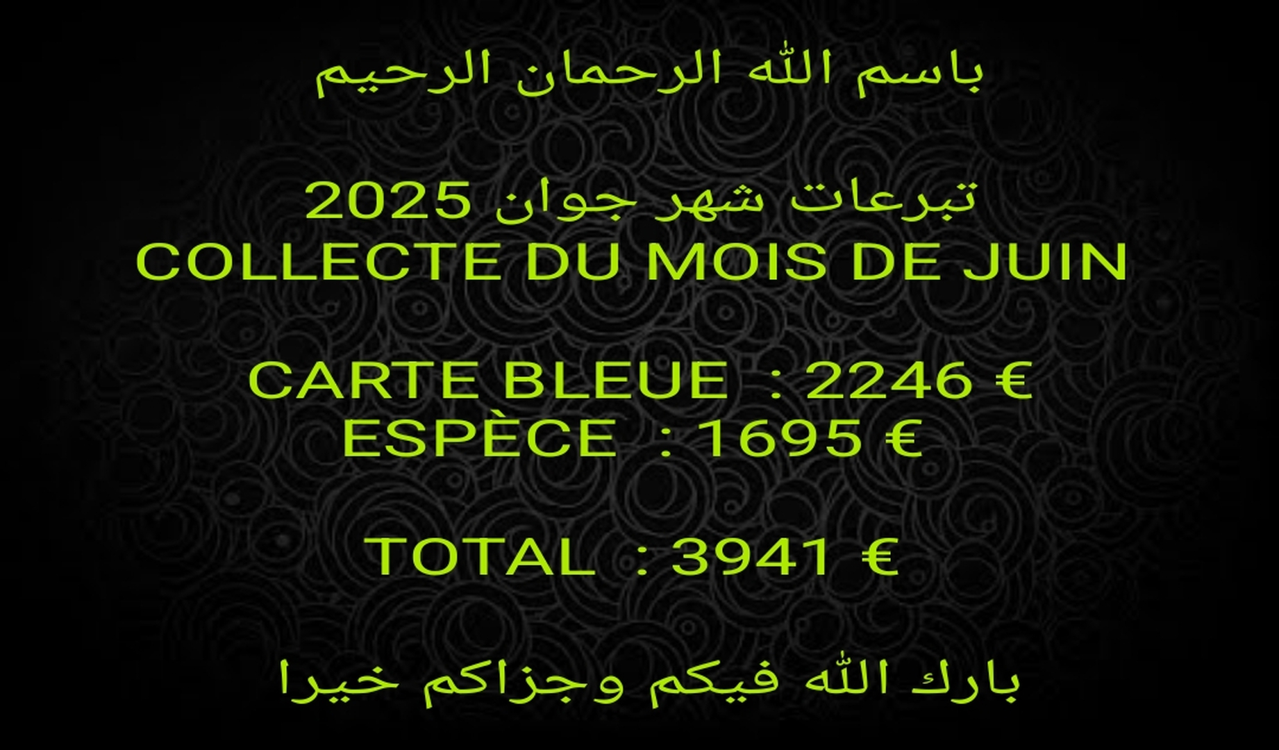 COLLECTE  DU MOIS DE JUIN