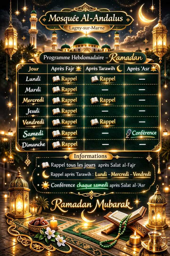 Programme du moi sacré Ramadhan