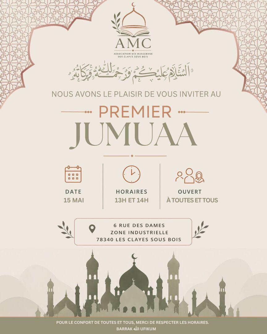DATE SALÂT JUMUAA NOUVELLE MOSQUÉE