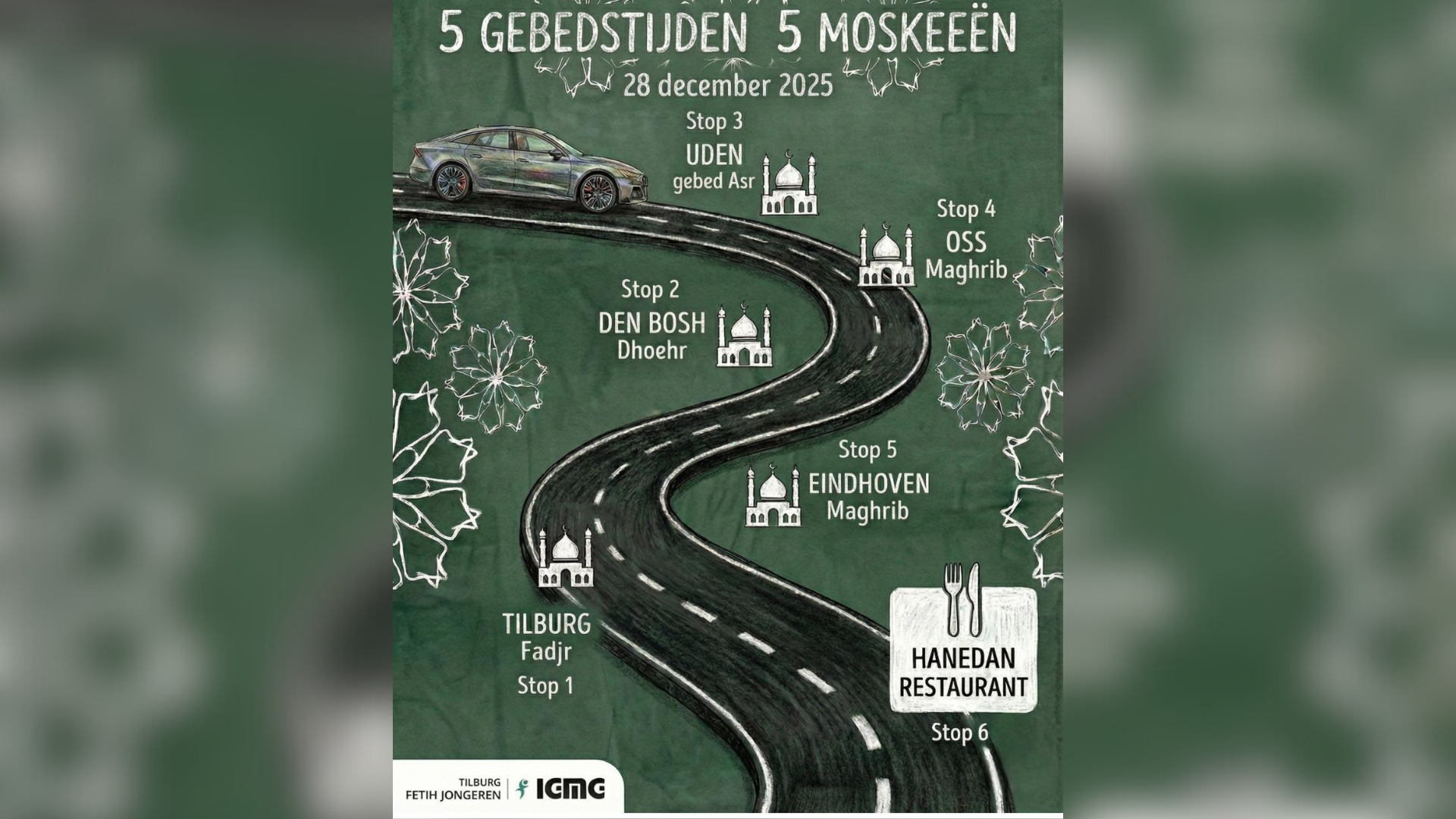 5 gebedstijden 5 moskeeën