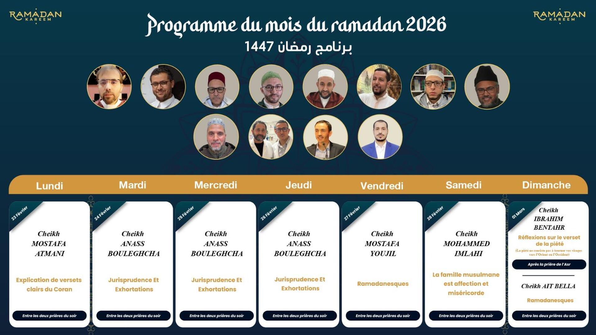 Programme Semaine 2 ramadan 2026