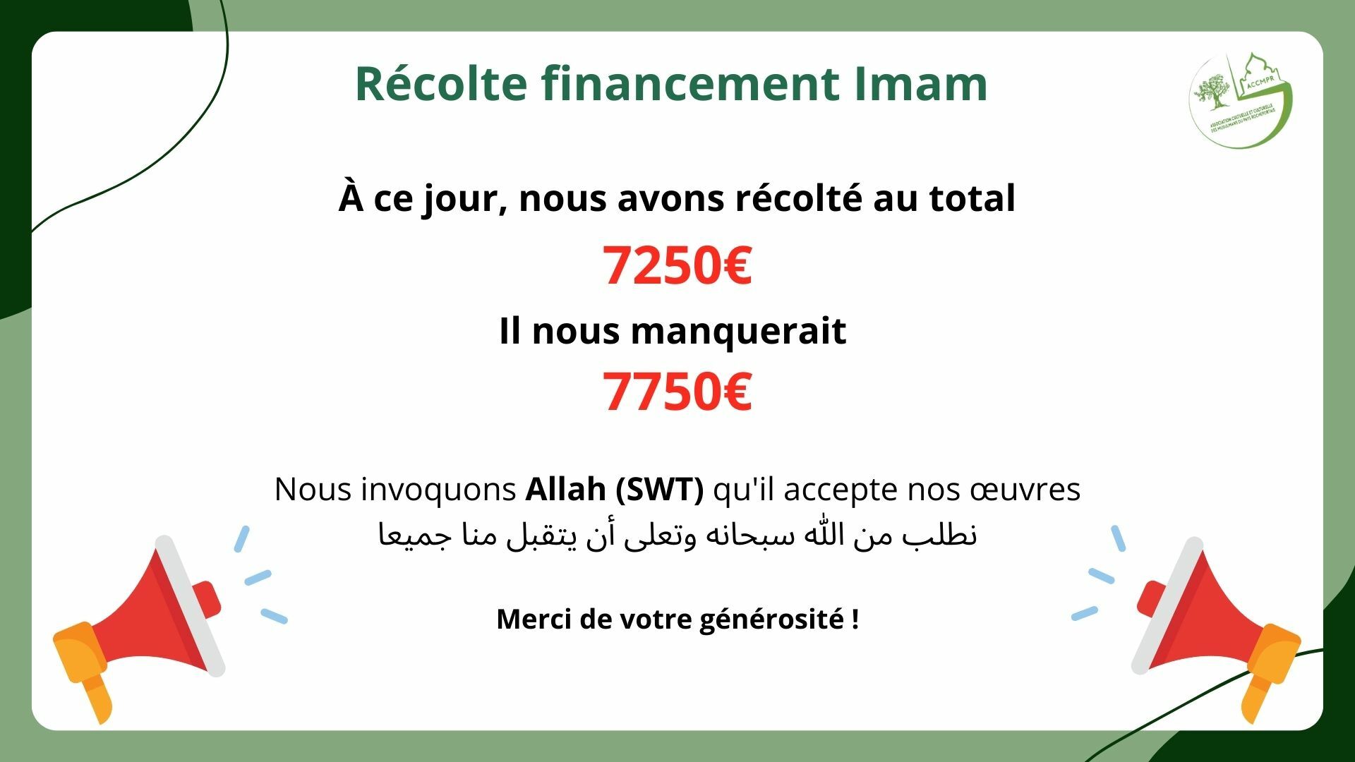 Récolte financement Imam