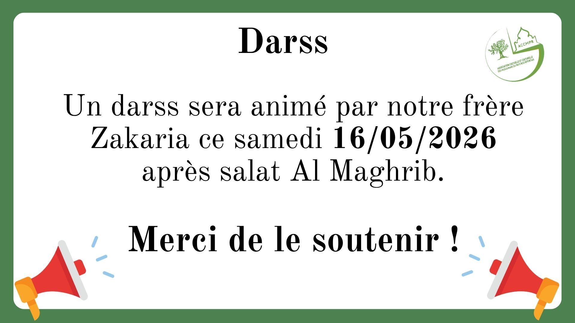 annonce darss 16 Mai 2026