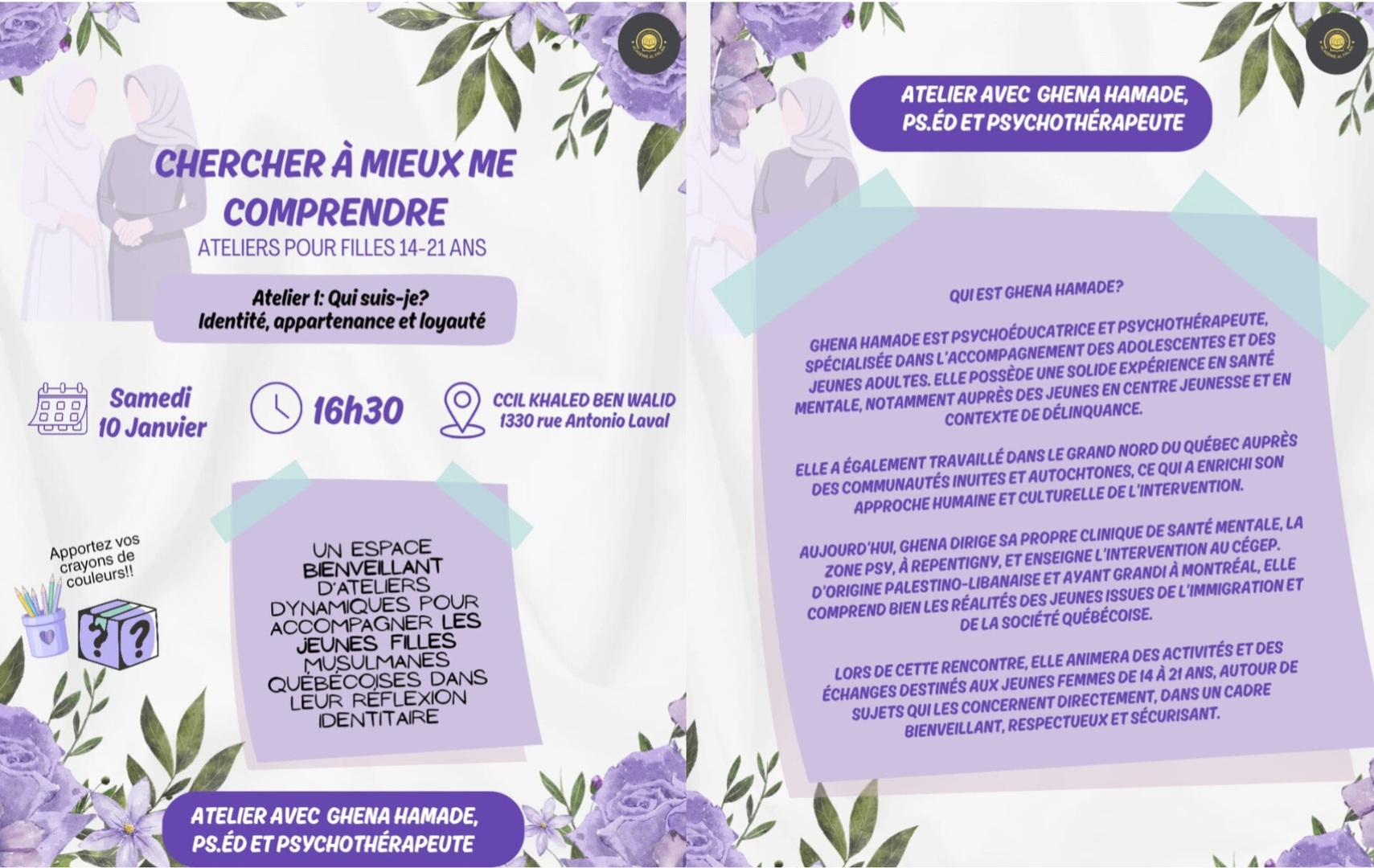 Atelier pour filles 14 - 21 ans