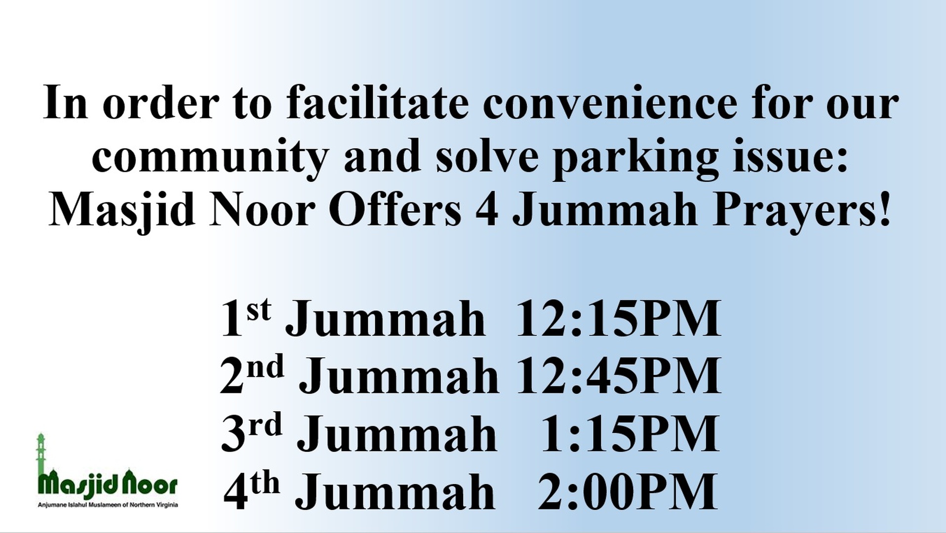 Jummah Prayers Daylight Saving End